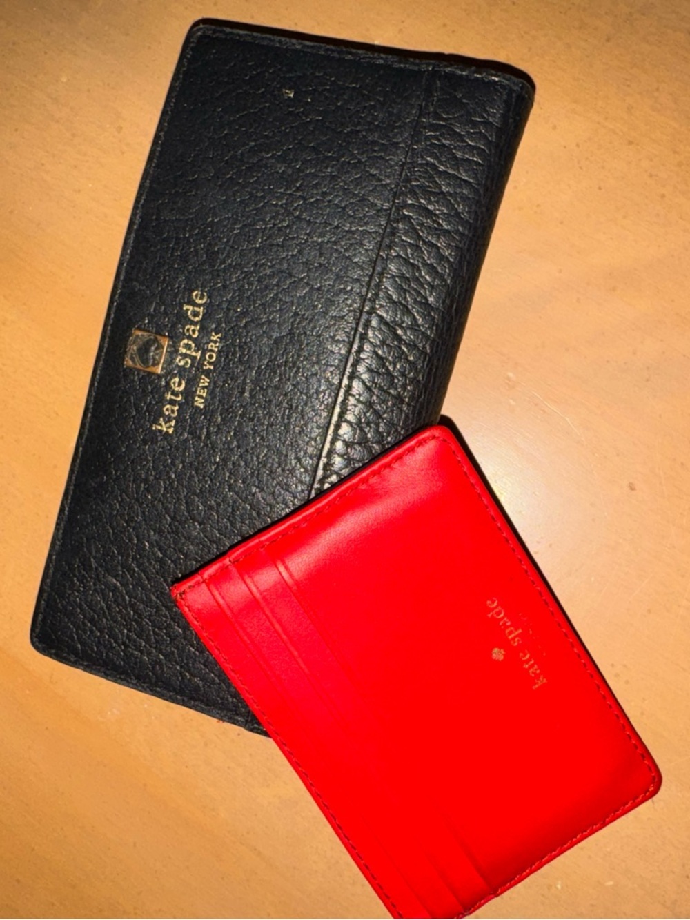 Kate Spade Black Leather Wallet with Red Card Holder